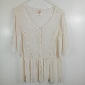 Sundance 100% Silk Floral Embroidered Sheer Blouse Top Small Romantic Boho Fairy